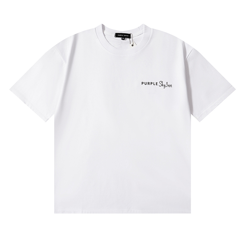 编号3037，2024新款Purple Brand SKY INN椰树印花高品质双纱纯棉休闲短袖T恤男女