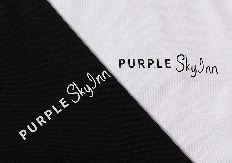编号3037，2024新款Purple Brand SKY INN椰树印花高品质双纱纯棉休闲短袖T恤男女