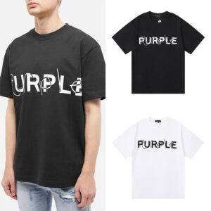 编号3001，新晋潮牌purple brand简单纯色heavy logo印花高克重双纱纯棉短袖T恤男女