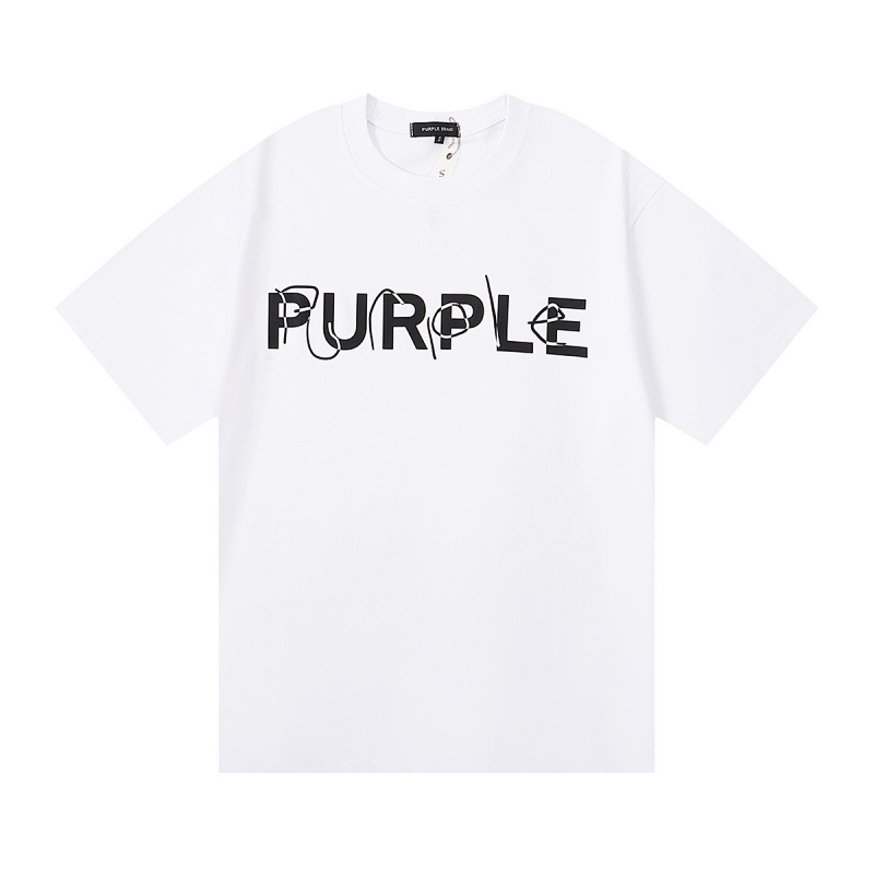 编号3001，新晋潮牌purple brand简单纯色heavy logo印花高克重双纱纯棉短袖T恤男女