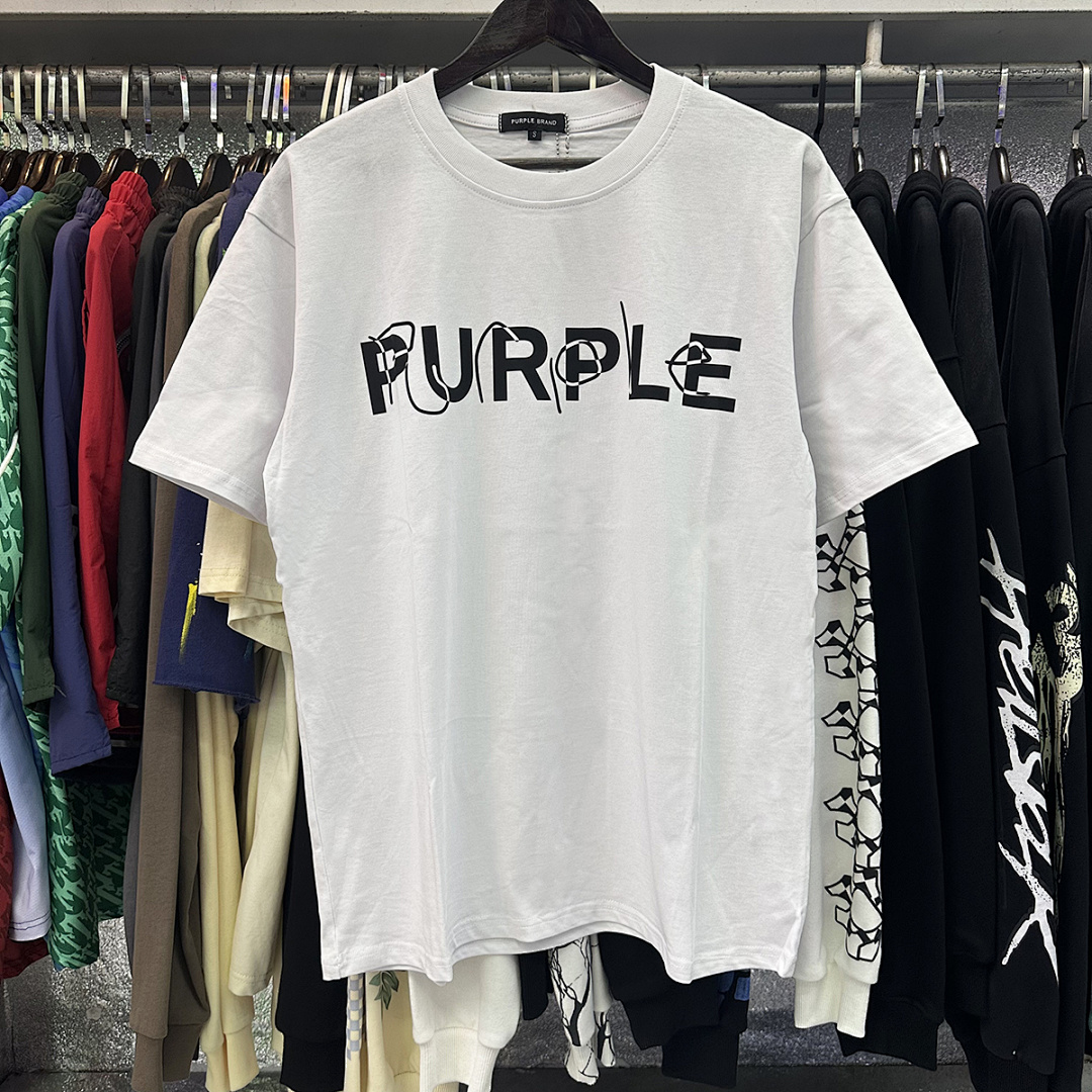 编号3001，新晋潮牌purple brand简单纯色heavy logo印花高克重双纱纯棉短袖T恤男女