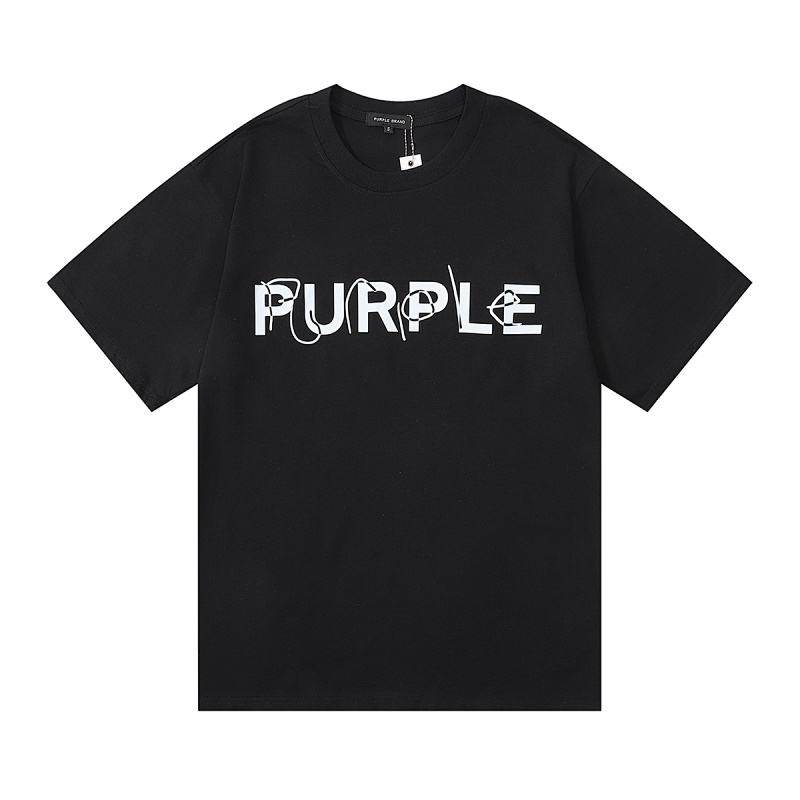 编号3001，新晋潮牌purple brand简单纯色heavy logo印花高克重双纱纯棉短袖T恤男女