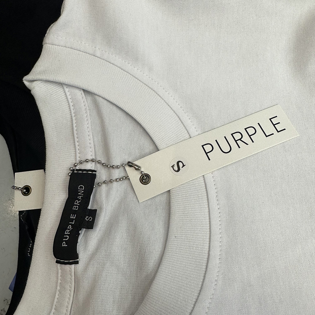 编号3001，新晋潮牌purple brand简单纯色heavy logo印花高克重双纱纯棉短袖T恤男女