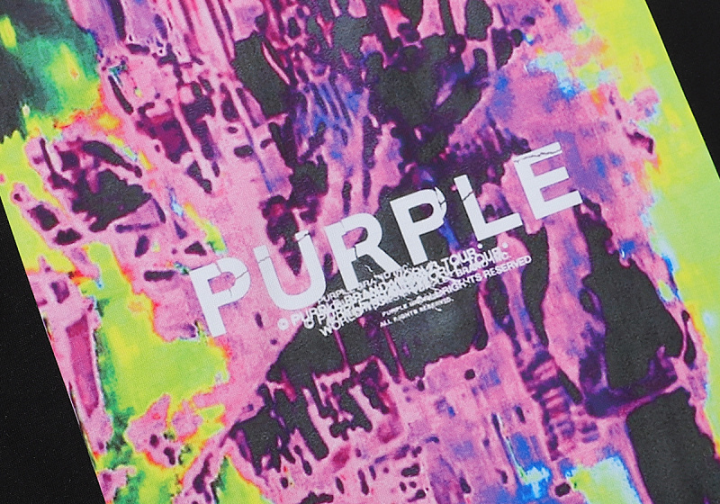 编号3002，欧美街头潮牌purple brand紫色抽象元素印花高品质纯棉休闲短袖T恤男女
