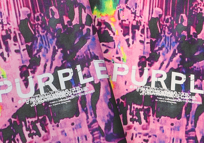 编号3002，欧美街头潮牌purple brand紫色抽象元素印花高品质纯棉休闲短袖T恤男女