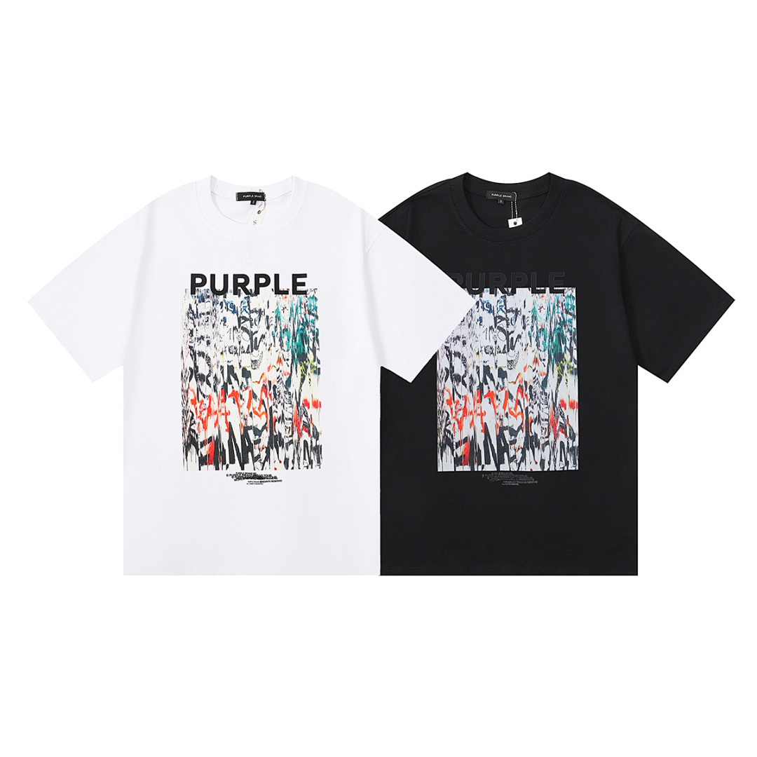 编号3010，欧美潮牌purple brand彩绘印花高品质纯棉街头短袖T恤男女