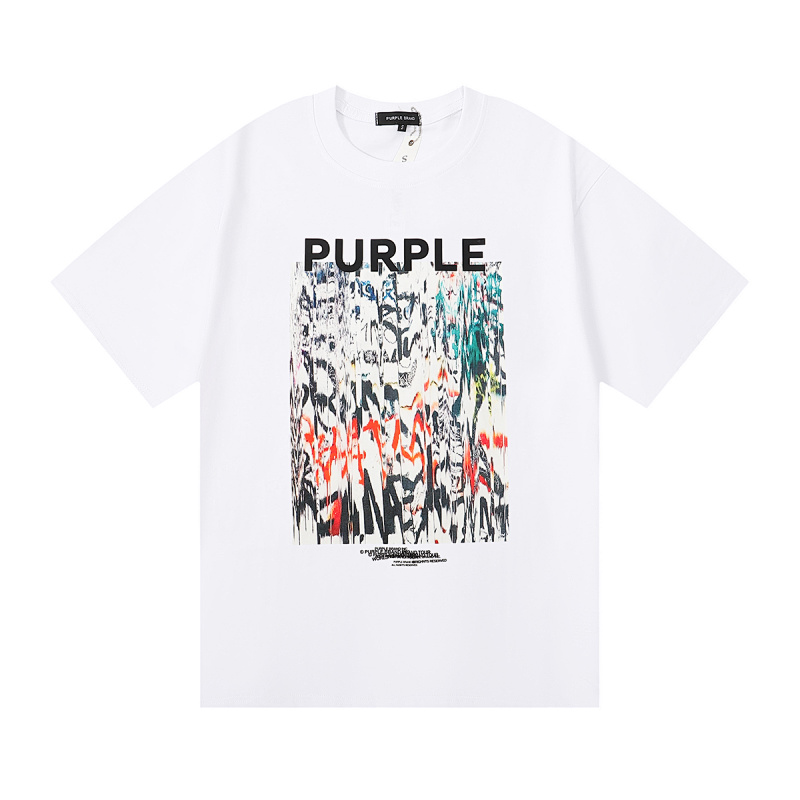 编号3010，欧美潮牌purple brand彩绘印花高品质纯棉街头短袖T恤男女