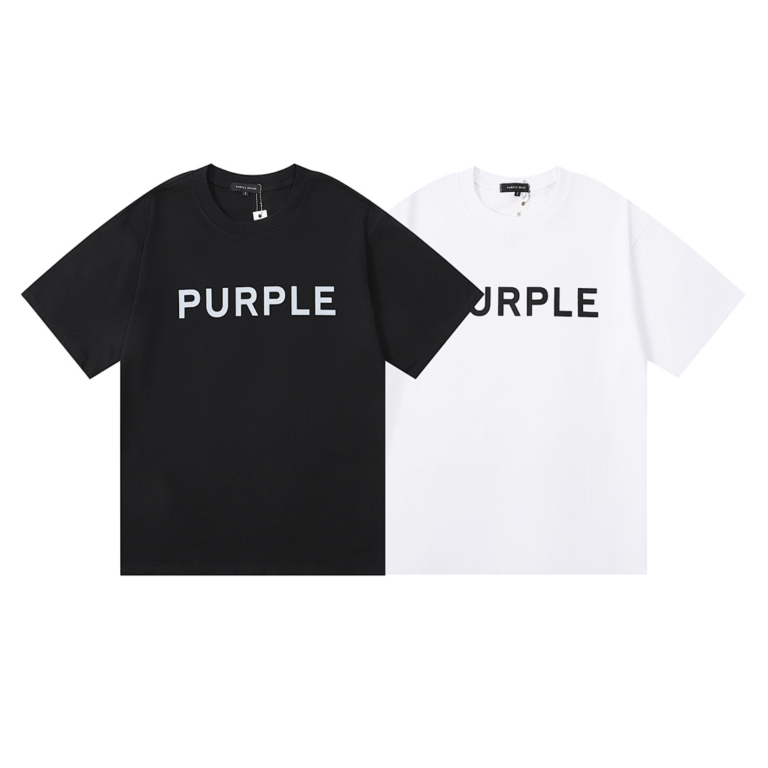 编号3012，美式高街潮牌Purple Brand经典款宽松休闲双纱纯棉短袖T恤男女