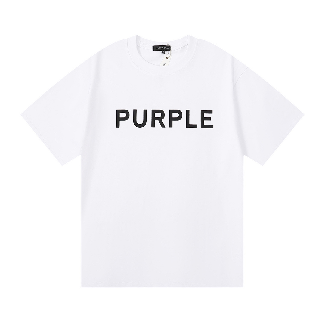 编号3012，美式高街潮牌Purple Brand经典款宽松休闲双纱纯棉短袖T恤男女