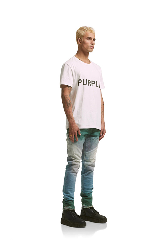 编号3012，美式高街潮牌Purple Brand经典款宽松休闲双纱纯棉短袖T恤男女