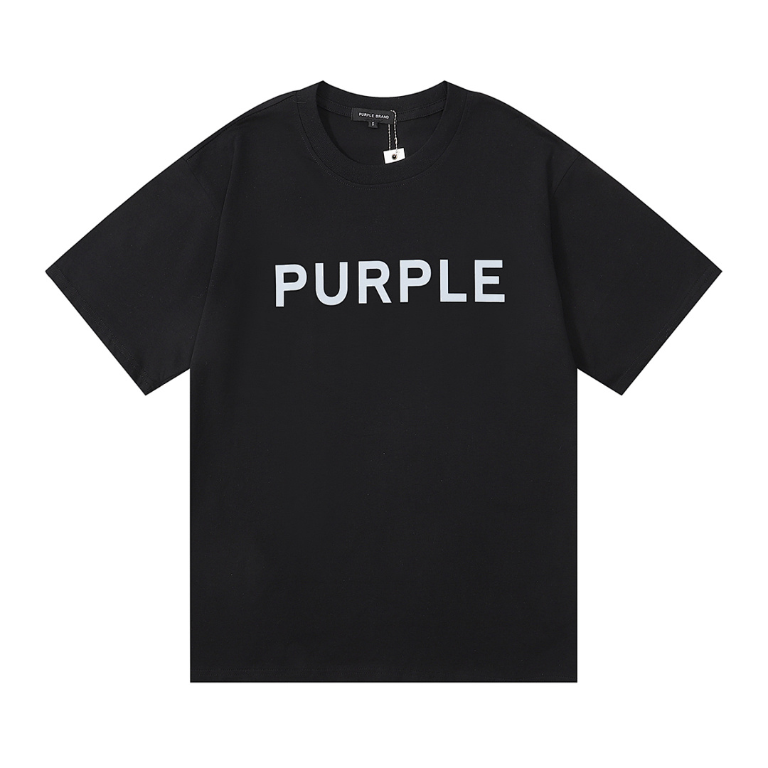 编号3012，美式高街潮牌Purple Brand经典款宽松休闲双纱纯棉短袖T恤男女