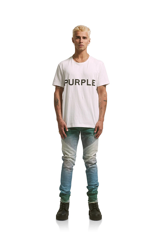 编号3012，美式高街潮牌Purple Brand经典款宽松休闲双纱纯棉短袖T恤男女