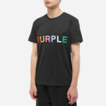 编号3013，外贸美潮Purple Brand经典Logo彩色图案双纱纯棉休闲短袖T恤男女