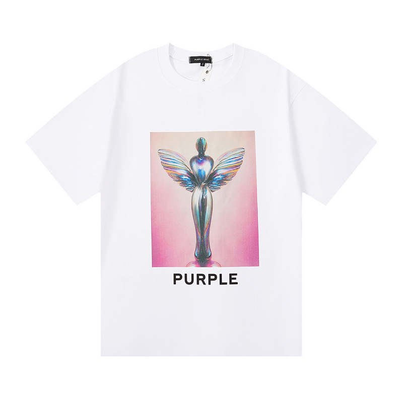 编号3015，美式潮牌Purple Brand自由女神奖杯Award印花双纱纯棉短袖T恤男女