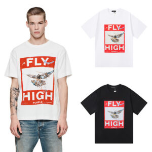 编号3018，美式潮牌Purple Brand FLY HIGH印花高品质双纱纯棉休闲短袖T恤男女