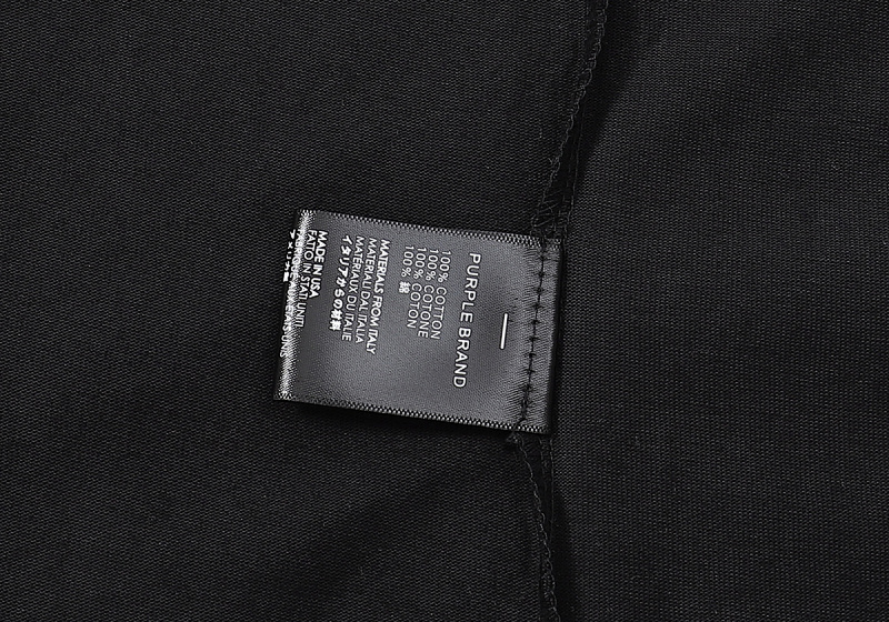 编号3029，外贸美潮Purple Brand橙色弧形Logo印花高品质双纱纯棉休闲短袖T恤男女