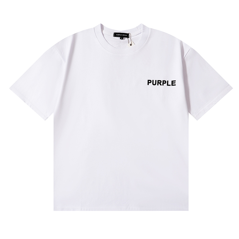 编号3030，外贸美潮Purple Brand小标Logo印花高品质双纱纯棉休闲短袖T恤男女