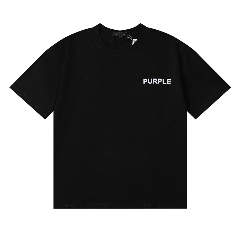 编号3030，外贸美潮Purple Brand小标Logo印花高品质双纱纯棉休闲短袖T恤男女
