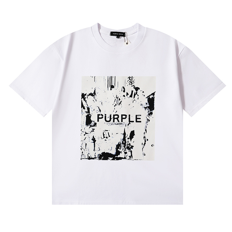 编号3031，Purple Brand抽象风格人物印花高克重双纱纯棉短袖T恤男女