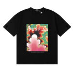 编号3057，2024春夏新款Purple Brand Fractal锦簇红花绿植印花高品质双纱纯棉休闲短袖T恤男女
