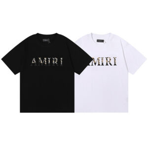 编号902，批48，美式潮牌AMIRI豹纹设计双纱纯棉宽松短袖T恤男女