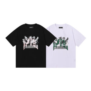 编号903，批48，美潮AMIRI椰树印花王思聪同款上身双纱纯棉短袖T恤男女