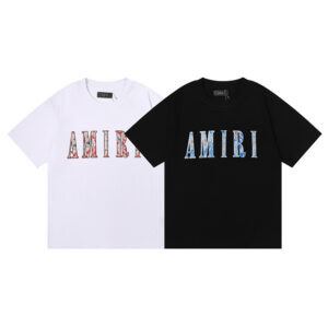 编号907，批48，美式潮牌AMIRI腰果花印花高品质纯棉双纱短袖T恤男女