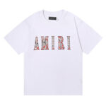 编号907，批48，美式潮牌AMIRI腰果花印花高品质纯棉双纱短袖T恤男女