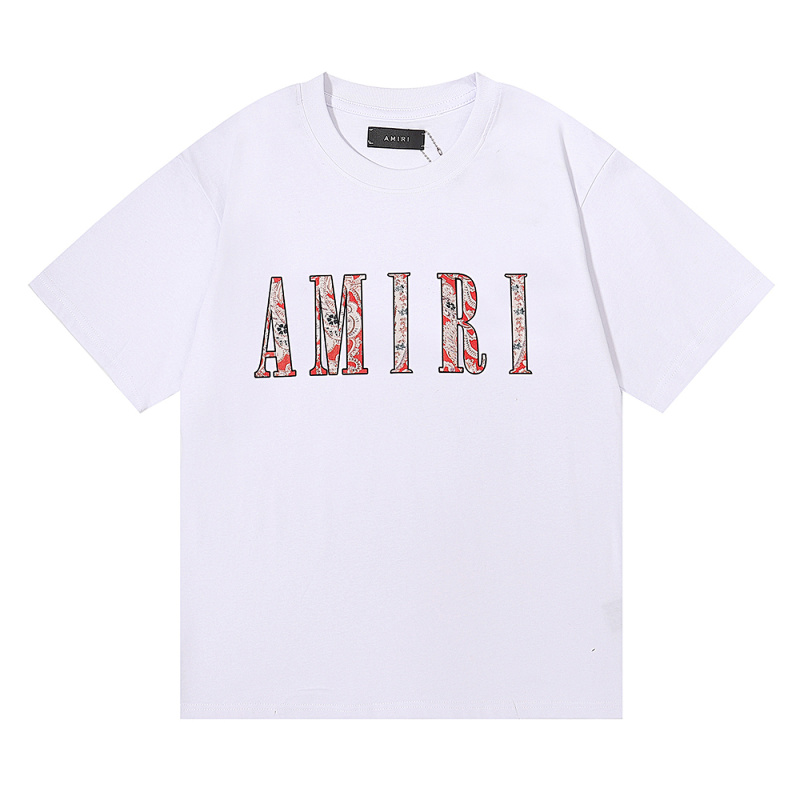 编号907，批48，美式潮牌AMIRI腰果花印花高品质纯棉双纱短袖T恤男女