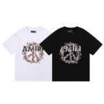 编号909，批48，美潮轻奢AMIRI爱与和平蝴蝶印花高品质双纱纯棉短袖T恤男女