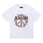 编号909，批48，美潮轻奢AMIRI爱与和平蝴蝶印花高品质双纱纯棉短袖T恤男女