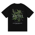 编号916，批50，美式潮牌AMIRI植物花卉小清新图案印花纯棉双纱短袖T恤男女