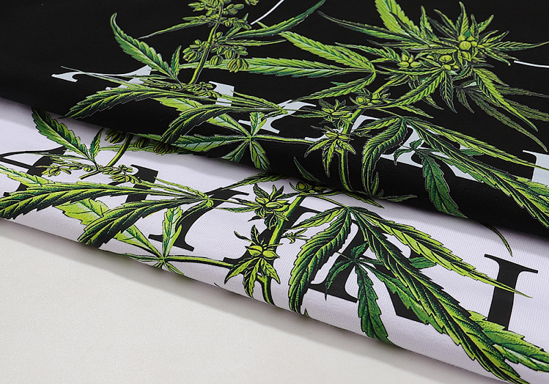编号916，批50，美式潮牌AMIRI植物花卉小清新图案印花纯棉双纱短袖T恤男女