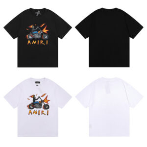 编号917，批48，小众美潮AMIRI新款机车骷髅恶灵骑士印花高品质纯棉双纱短袖T恤男女