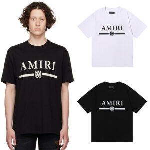 编号921，美潮轻奢AMIRI经典LOGO印花高品质高克重双纱纯棉宽松休闲短袖T恤男女