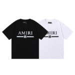 编号921，美潮轻奢AMIRI经典LOGO印花高品质高克重双纱纯棉宽松休闲短袖T恤男女