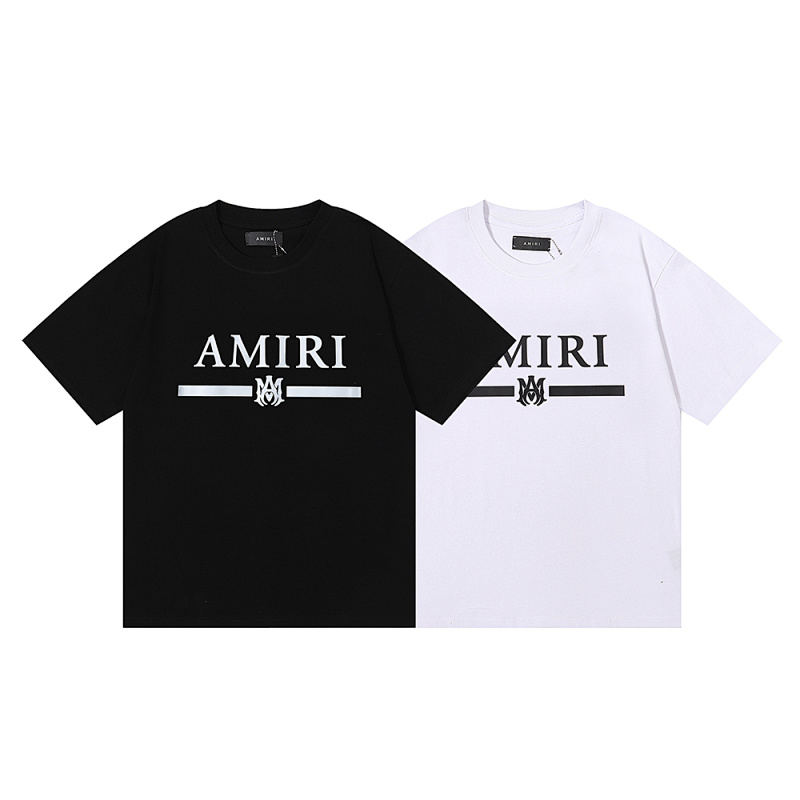 编号921，美潮轻奢AMIRI经典LOGO印花高品质高克重双纱纯棉宽松休闲短袖T恤男女