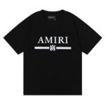 编号921，美潮轻奢AMIRI经典LOGO印花高品质高克重双纱纯棉宽松休闲短袖T恤男女