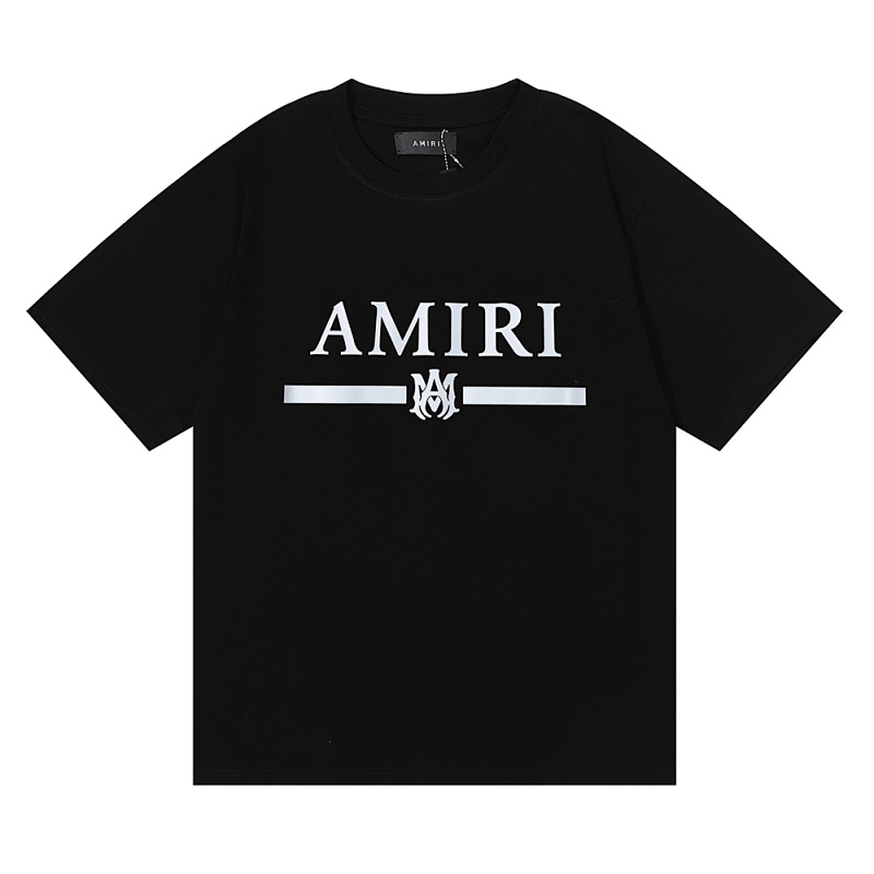 编号921，美潮轻奢AMIRI经典LOGO印花高品质高克重双纱纯棉宽松休闲短袖T恤男女