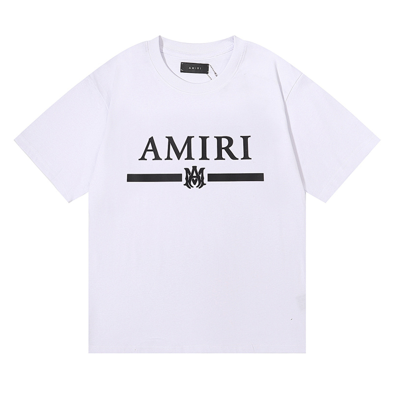 编号921，美潮轻奢AMIRI经典LOGO印花高品质高克重双纱纯棉宽松休闲短袖T恤男女