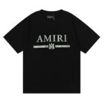 编号922，小众美潮AMIRI经典LOGO绿色印花高品质双纱纯棉百搭短袖T恤男女青少年