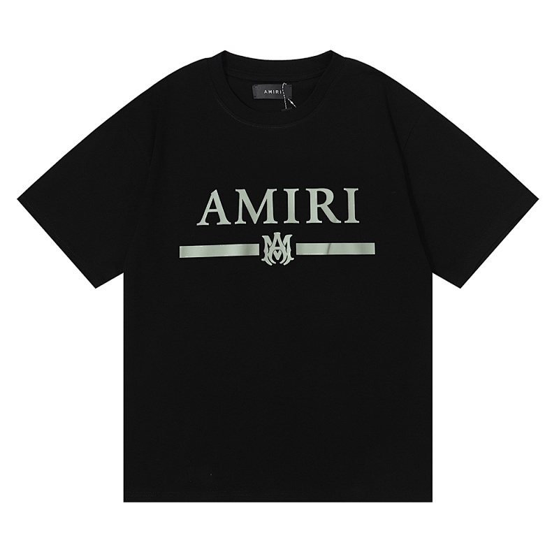 编号922，小众美潮AMIRI经典LOGO绿色印花高品质双纱纯棉百搭短袖T恤男女青少年