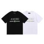 编号922，小众美潮AMIRI经典LOGO绿色印花高品质双纱纯棉百搭短袖T恤男女青少年