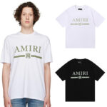 编号922，小众美潮AMIRI经典LOGO绿色印花高品质双纱纯棉百搭短袖T恤男女青少年
