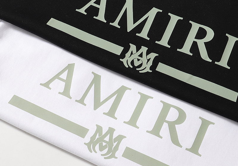 编号922，小众美潮AMIRI经典LOGO绿色印花高品质双纱纯棉百搭短袖T恤男女青少年