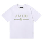 编号922，小众美潮AMIRI经典LOGO绿色印花高品质双纱纯棉百搭短袖T恤男女青少年