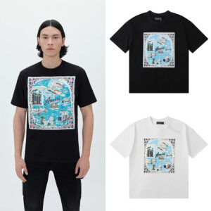 编号925，美潮轻奢AMIRI CALIFORNIA HAWAIIAN金州限定款双纱纯棉休闲短袖T恤男女