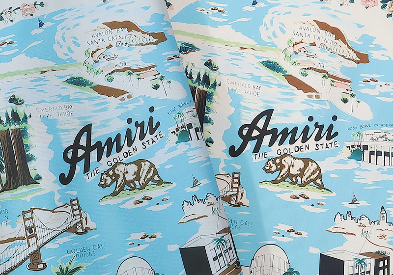 编号925，美潮轻奢AMIRI CALIFORNIA HAWAIIAN金州限定款双纱纯棉休闲短袖T恤男女