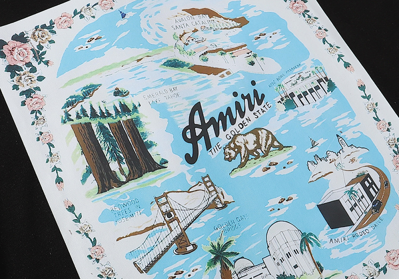 编号925，美潮轻奢AMIRI CALIFORNIA HAWAIIAN金州限定款双纱纯棉休闲短袖T恤男女
