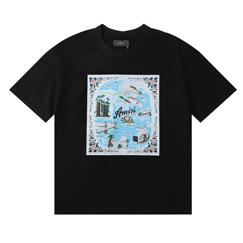 编号925，美潮轻奢AMIRI CALIFORNIA HAWAIIAN金州限定款双纱纯棉休闲短袖T恤男女